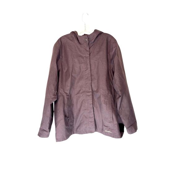 Eddie Bauer Rain Jacket Women's Plus Purple Nylon Outdoor Hooded Size 2XL - Picture 1 of 13